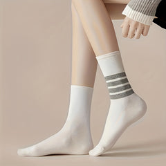 4 Pairs Striped Crew Socks Women's Stockings