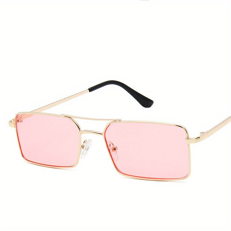 Red Lens Vintage Punk Sunglasses Rectangle Metal Shades Glasses