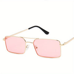 Red Lens Vintage Punk Sunglasses Rectangle Metal Shades Glasses