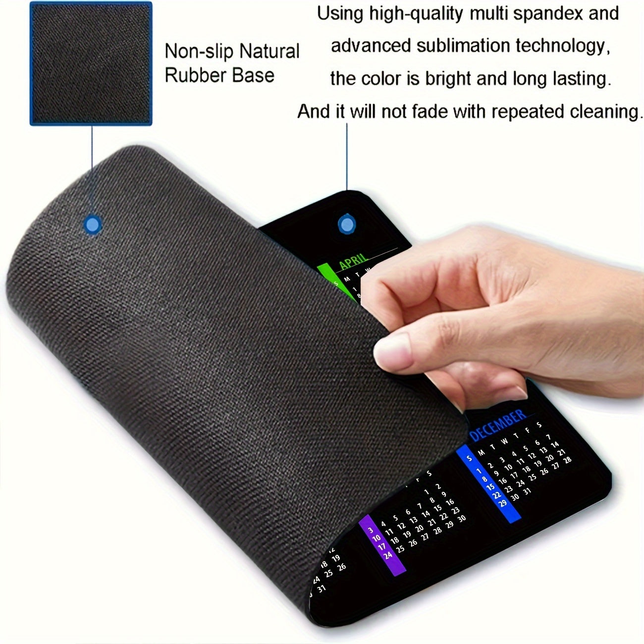 Calendar Mouse Pad Non-Slip Rubber Mat for Office Laptops