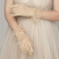Lace Floral Gloves Elastic Breathable Bridal Gloves