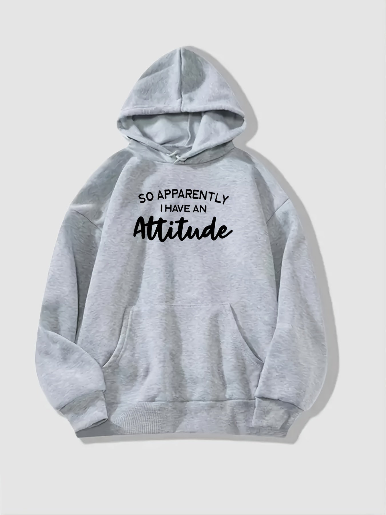 Attitude Print Hoodie with Kangaroo Pocket for Women