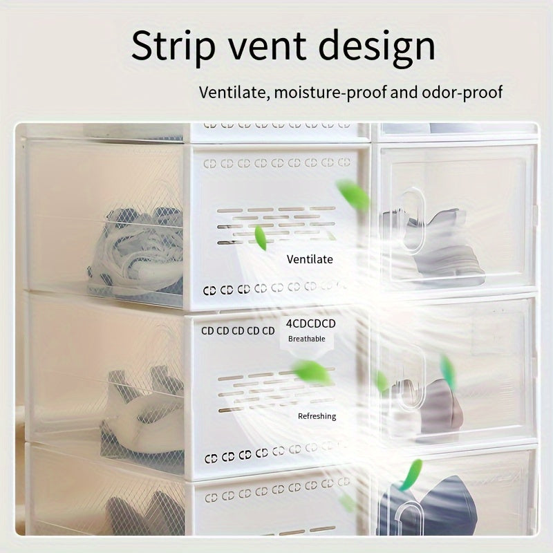 6pcs Transparent Plastic Shoe Boxes Drawer Shoe Cabinet Moisture-proof Dust-pro