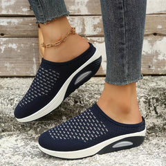 Breathable Knit Mule Sneakers Comfortable Slip On Shoes