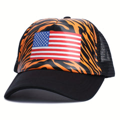 Tiger Print Trucker Hat Mesh Baseball Cap Adjustable Sunshade Dad Hats