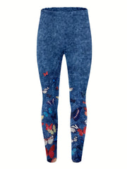 Santa Claus Print Skinny Pants Casual Stretchy Pants Women's Clothing