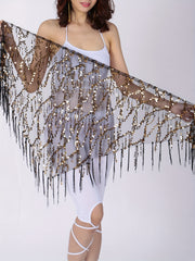 Sequin Tassel Skirts Sexy Knot Side Dance Hip Scarf Party Skirts