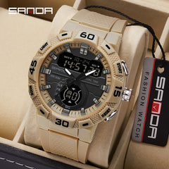 SANDA Boy's Dual Display LED Digital Watch Waterproof