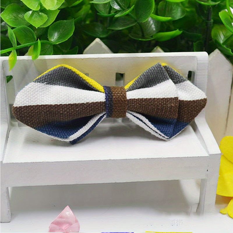 Adjustable Plaid Striped Polka Dots Bow Tie Accessory