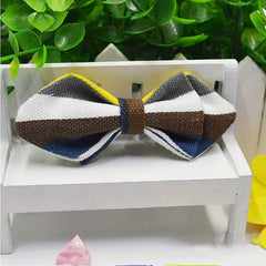Adjustable Plaid Striped Polka Dots Bow Tie Accessory