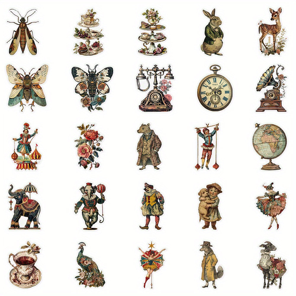 50pcs Animal Stickers Waterproof Vinyl Sticker for Water Bottle Laptop