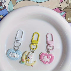 Animal Mini Keychain Pendant Rabbit Cat Keyring Earphone Case Decoration