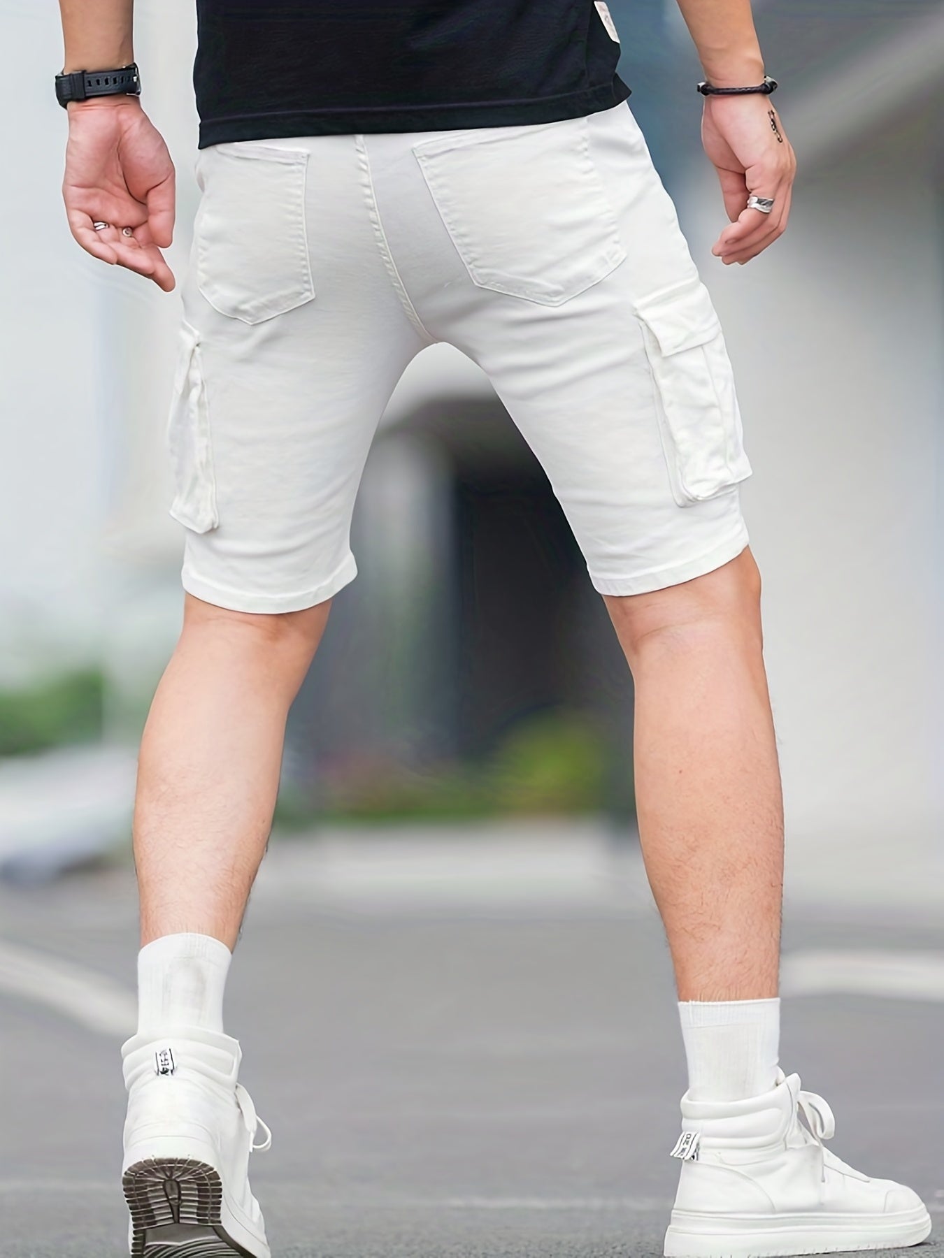 Cargo Denim Shorts Men s Casual Pocket High Stretch Cargo Shorts For Summer