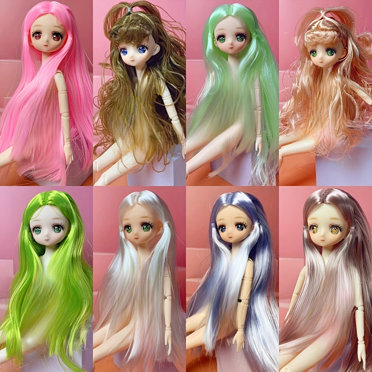 30cm Skinny Cartoon 3D Animation Face Dream Eyes 26 Flat Body Doll Toys