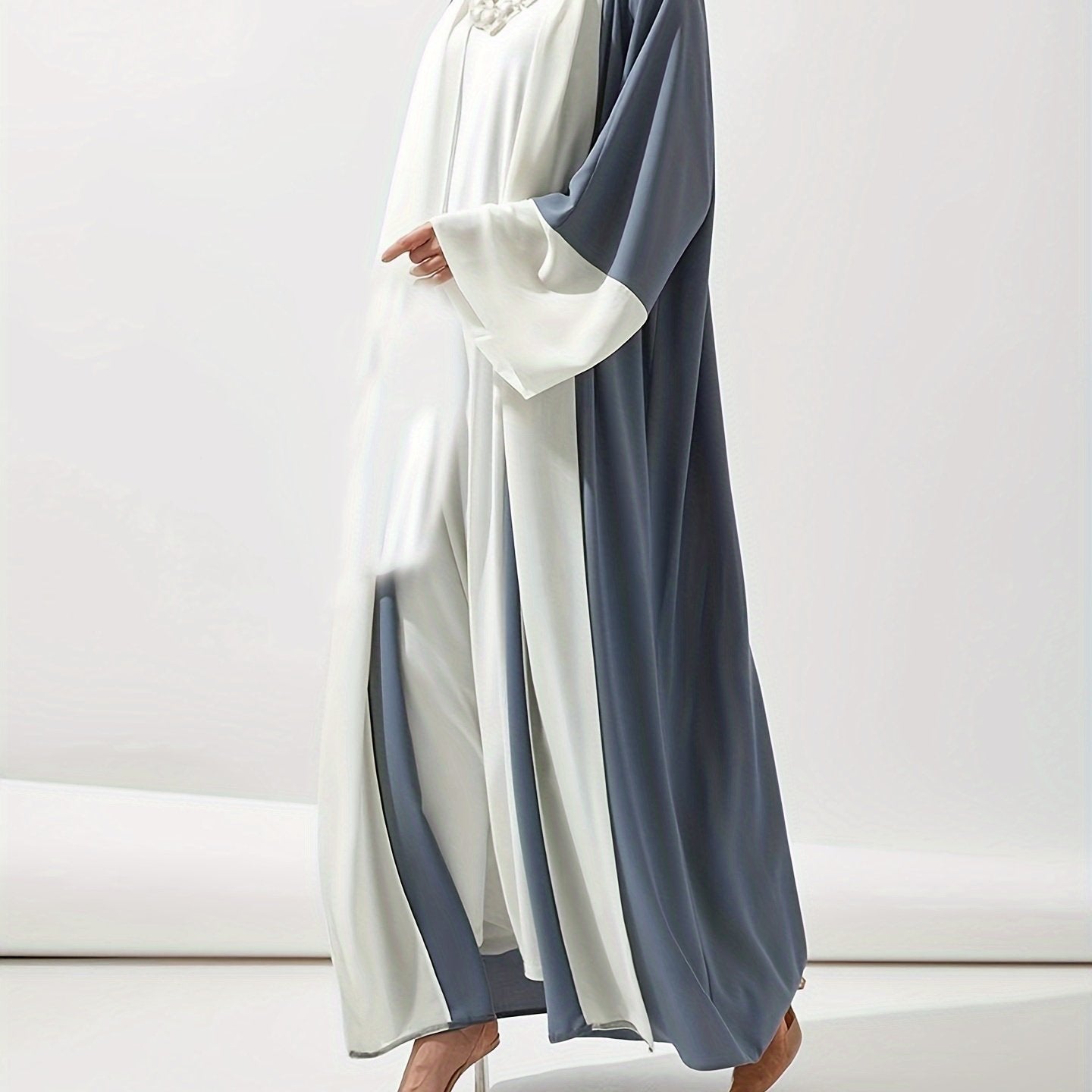Modest Abaya Dress Women's Plus Colorblock Long Sleeve