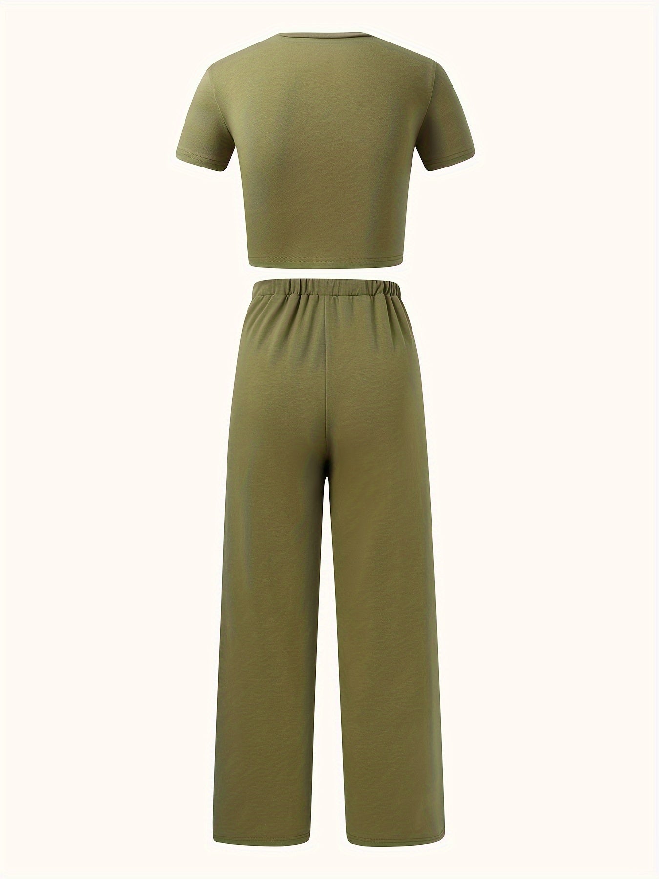 2pcs Girls Cropped Top Pants Set Spring Summer Sports Gift