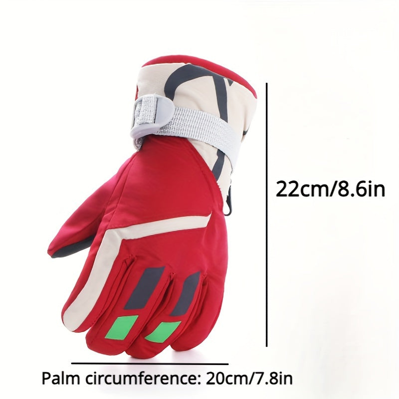 Youth Skiing Gloves, Windproof & Waterproof Winter Gloves for Outdoor Activities
