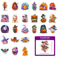 50pcs Spooky Fun Halloween Stickers for Windows Pumpkins & More