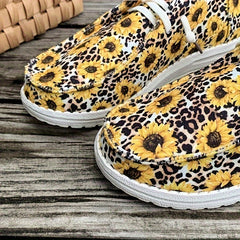 Sunflower & Leopard Print Slip On Canvas Sneakers