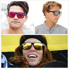 Men's Square Polarized Sunglasses Reflective Mirror Coated Film Glasses