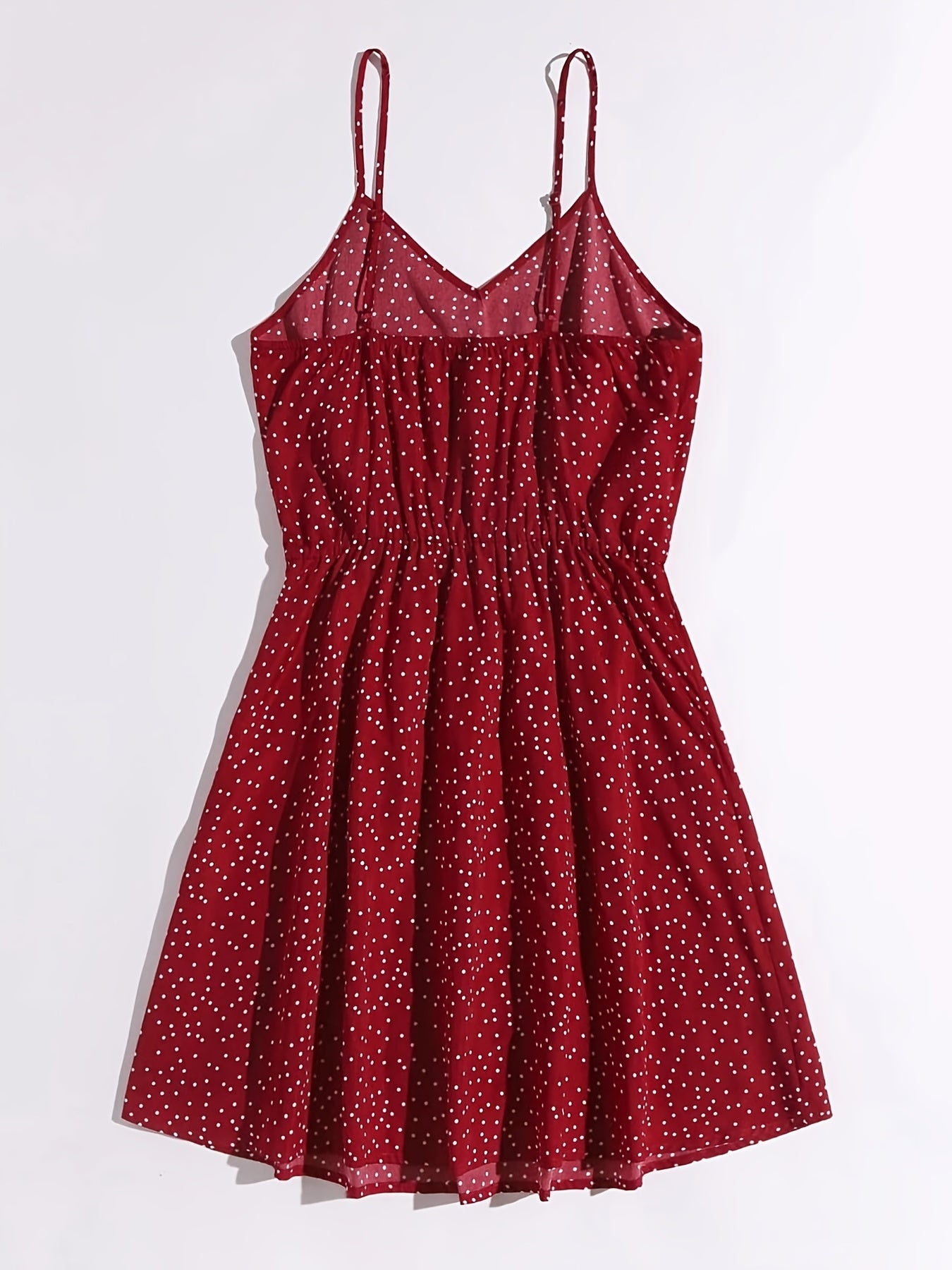 Polka Dot Spaghetti Strap Dress Casual V neck Backless Cami Dress