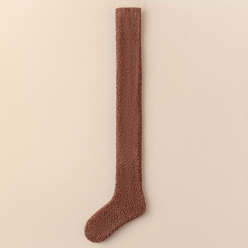 Coral Fleece Thigh High Socks for Men or Women Over The Knee Thick Stockings