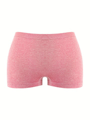 3pcs Solid Boyshort Panties Breathable Comfortable Intimates Panties