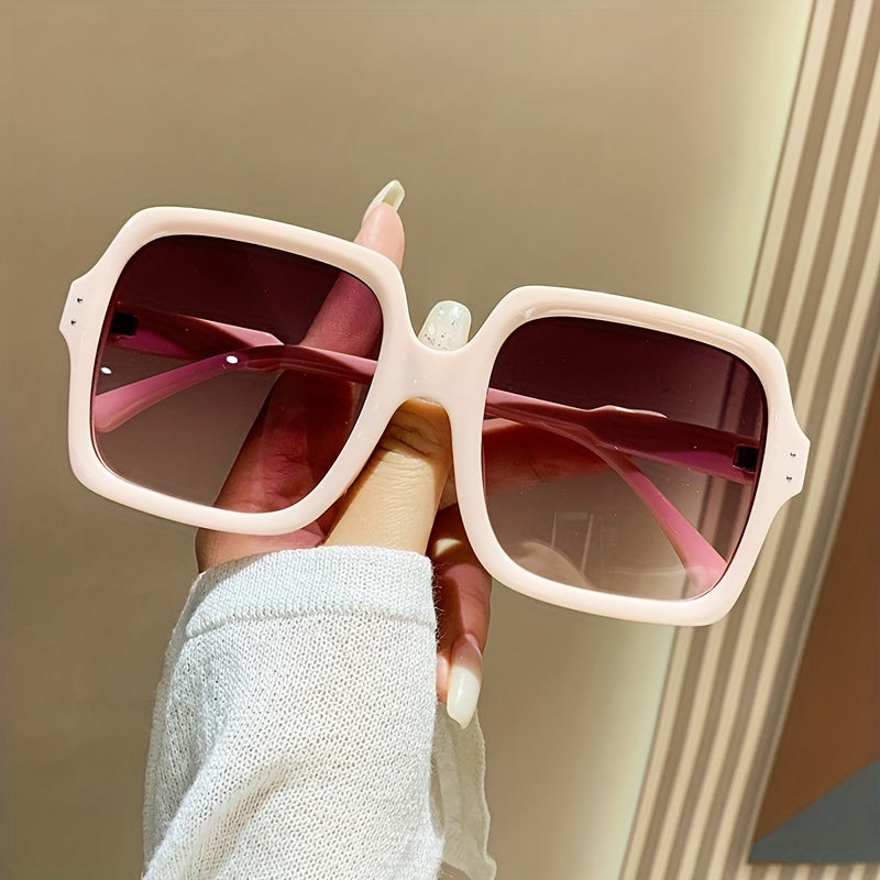 Oversized Square Sunglasses Summer Gradient UV400 Sun Shades for Vacation