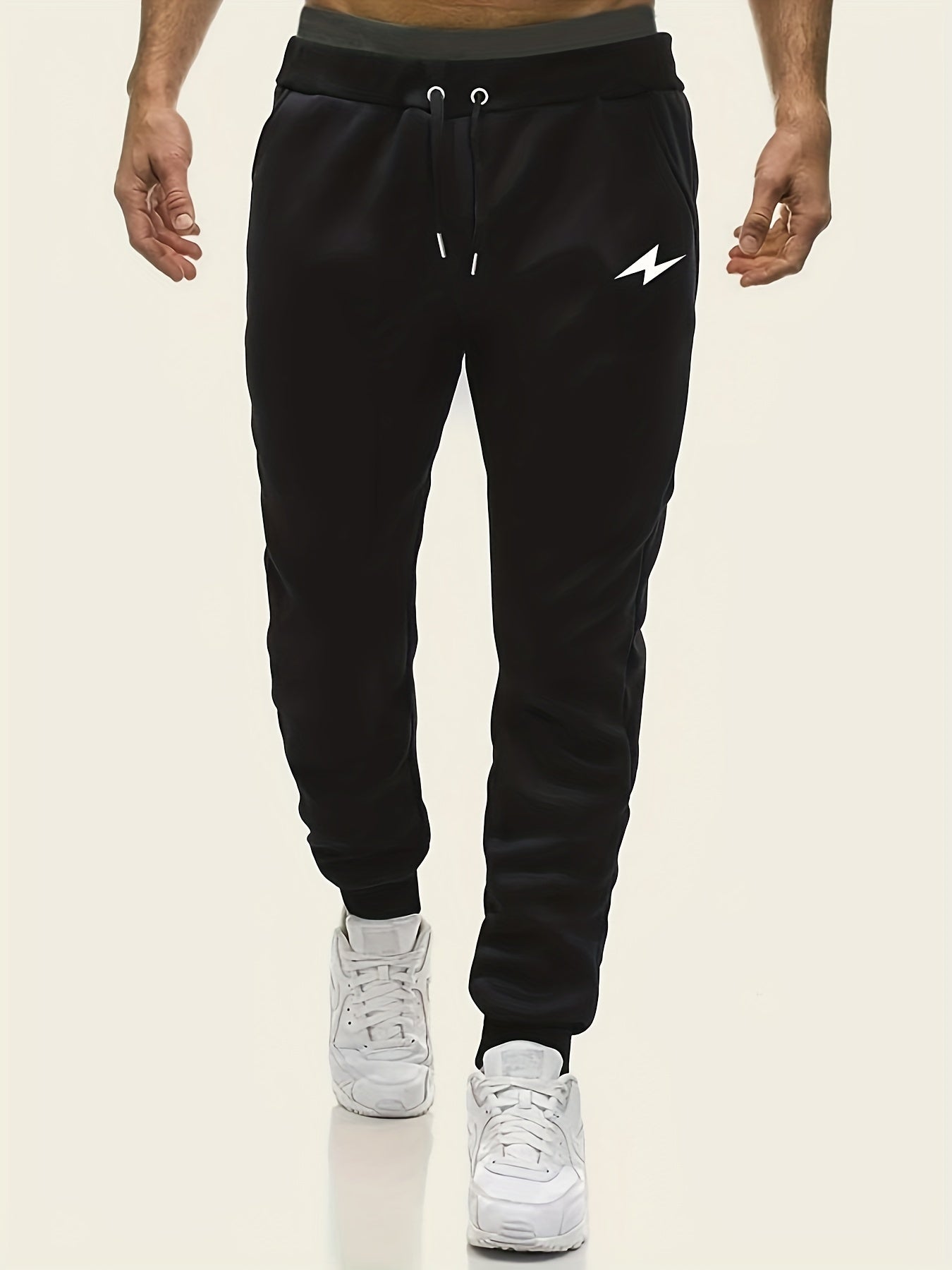 Lightning Pattern Casual Stretch Joggers Men's Sweatpants