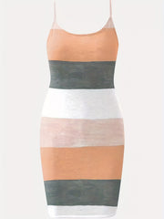Colorblock Round Neck Cami Dress