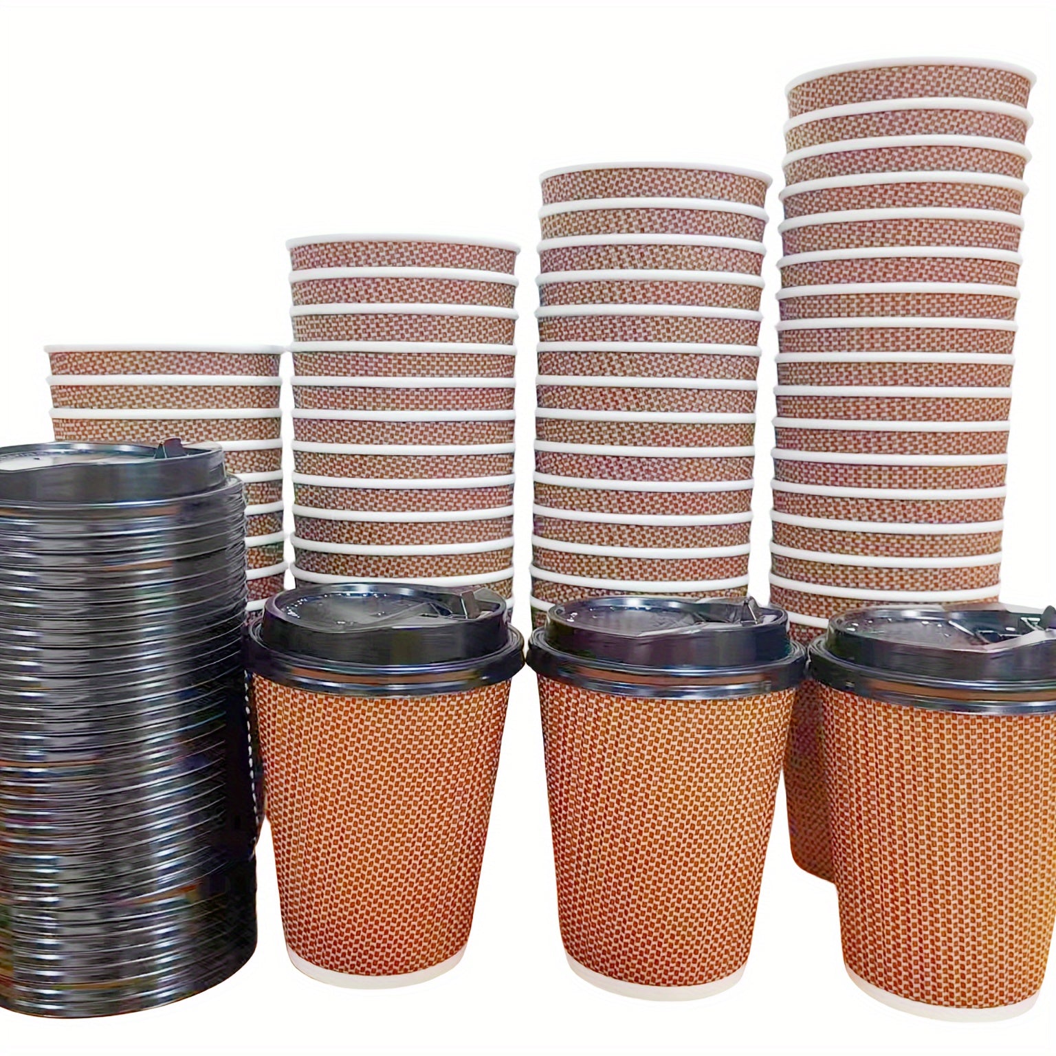 20 Corrugated Coffee Cups With Lids 12oz Insulated Disposable Paper Cups