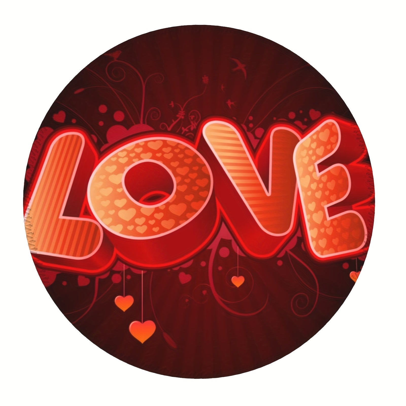 LOVE Font Pattern Round Mouse Pad 20x20cm For Games Home Office