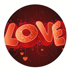 LOVE Font Pattern Round Mouse Pad 20x20cm For Games Home Office