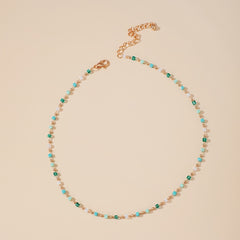 Bohemian Beaded Choker Necklace Green Cubic Crystal Necklace