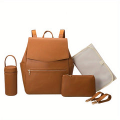 Stylish Vegan Leather Baby Bag Mommy Backpack Classic Baby Diaper Bag