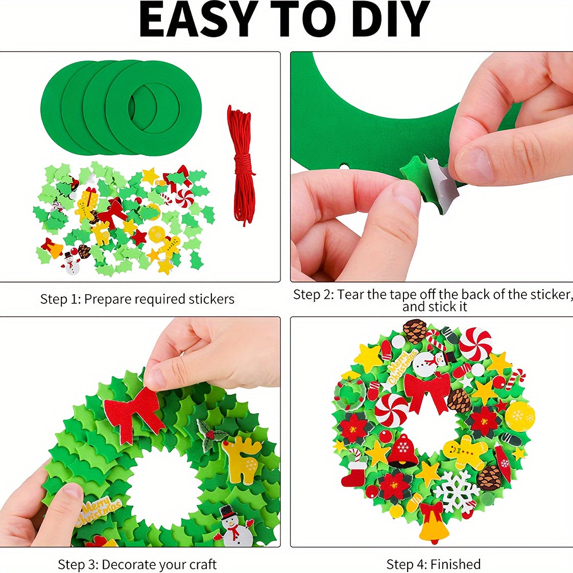 Christmas Foam Sticker Garland Snowman DIY Crafts