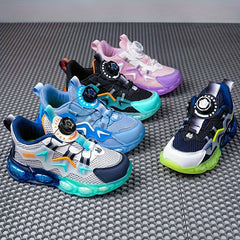 Kid's Rotating Buckle Basketball Shoes, Shock Absorption Sneakers
