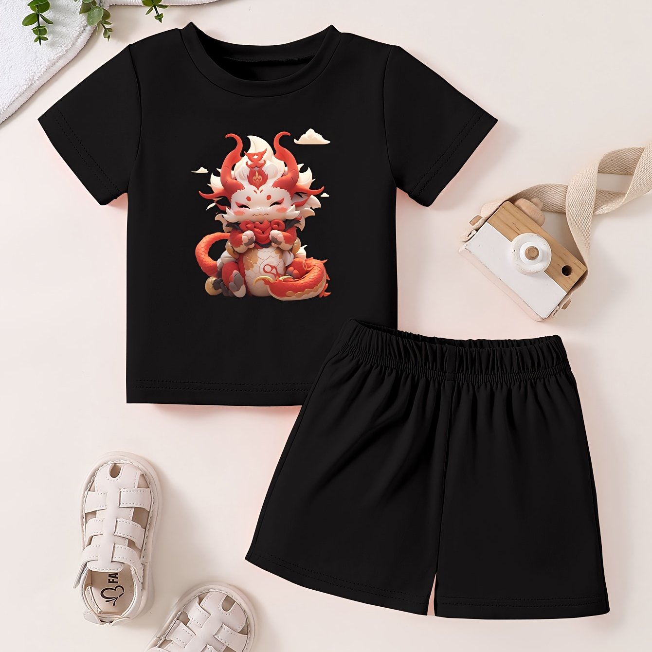 Toddler Kid 2pcs Bottoming Set Cartoon Pattern Cotton Summer Clothing
