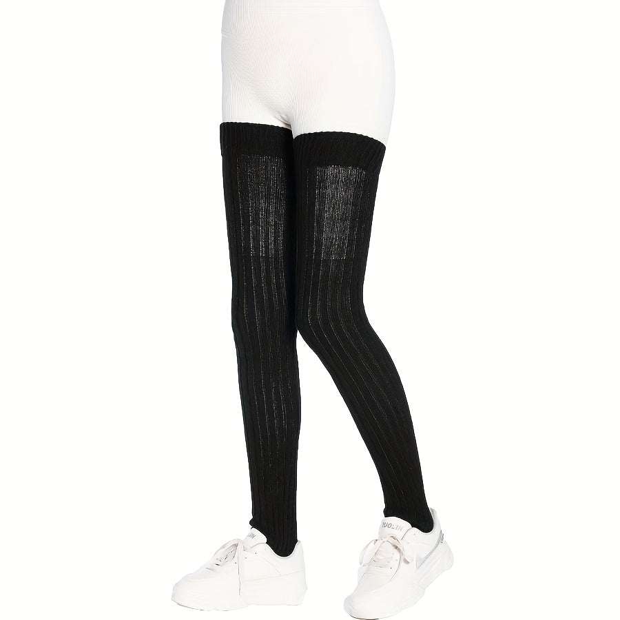 Striped Knit Leg Warmers Thigh High Socks
