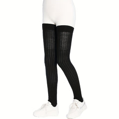 Striped Knit Leg Warmers Thigh High Socks