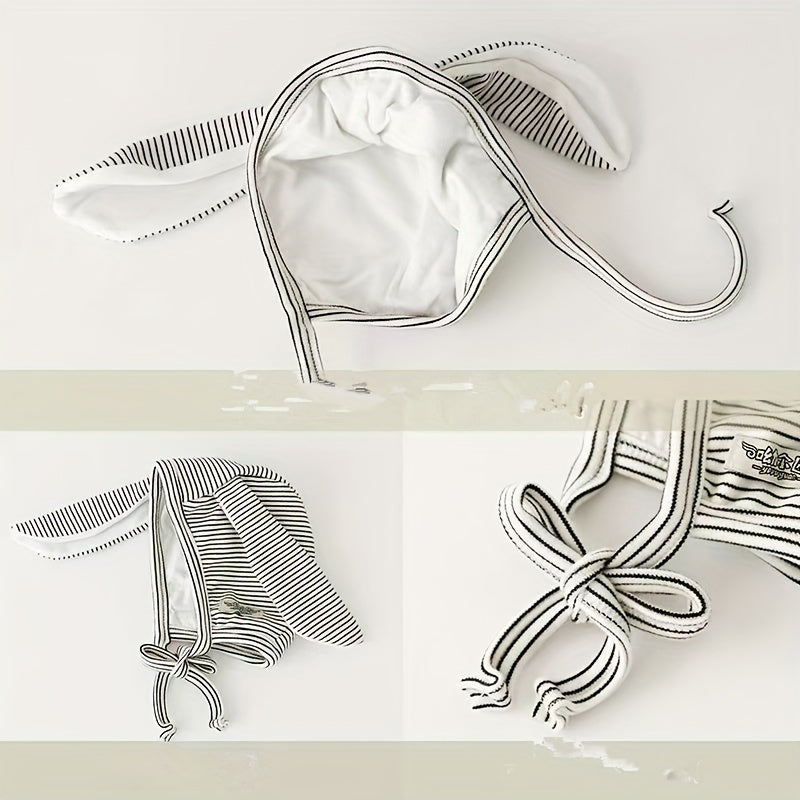 Baby Striped Rabbit Ear Cap For Spring And Autumn 33cm