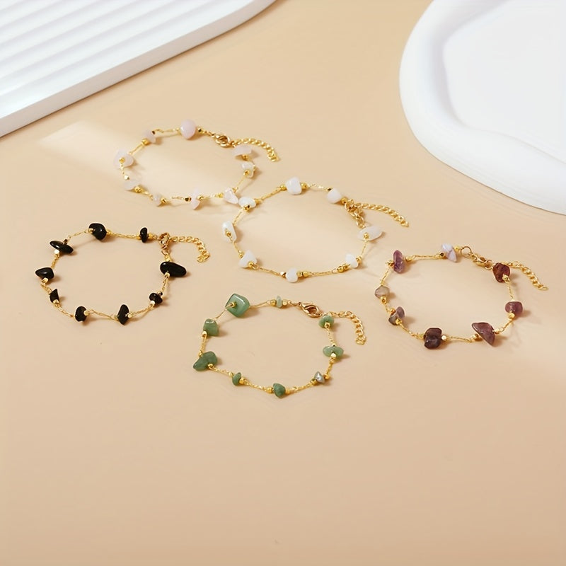 Colorful Natural Stone Beaded Bracelet for Girls