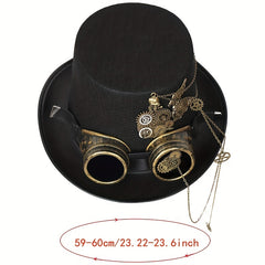 Heavy Metal Chain Steam Punk Hat With Skull Emblem for Halloween