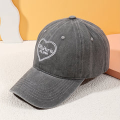 Heart Embroidery Baseball Cap Vintage Washed Distressed Dad Hats