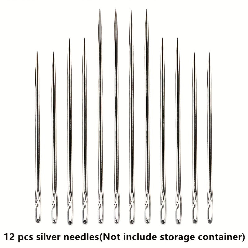 12pcs Side Hole Blind Needle With Needle Tube Hand Sewing Stainless Steel
