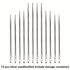 12pcs Side Hole Blind Needle With Needle Tube Hand Sewing Stainless Steel