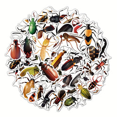 50pcs Insect Cartoon Phone Case Sticker PVC Waterproof Self adhesive Stickers