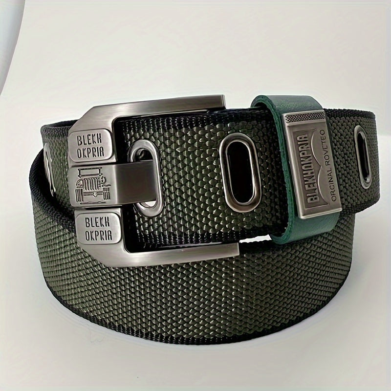 Men's Breathable Nylon Belt Double sided Alloy Pin Buckle