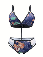 Sexy Boho Bodysuit Cut Out Paisley Print Ring Linked