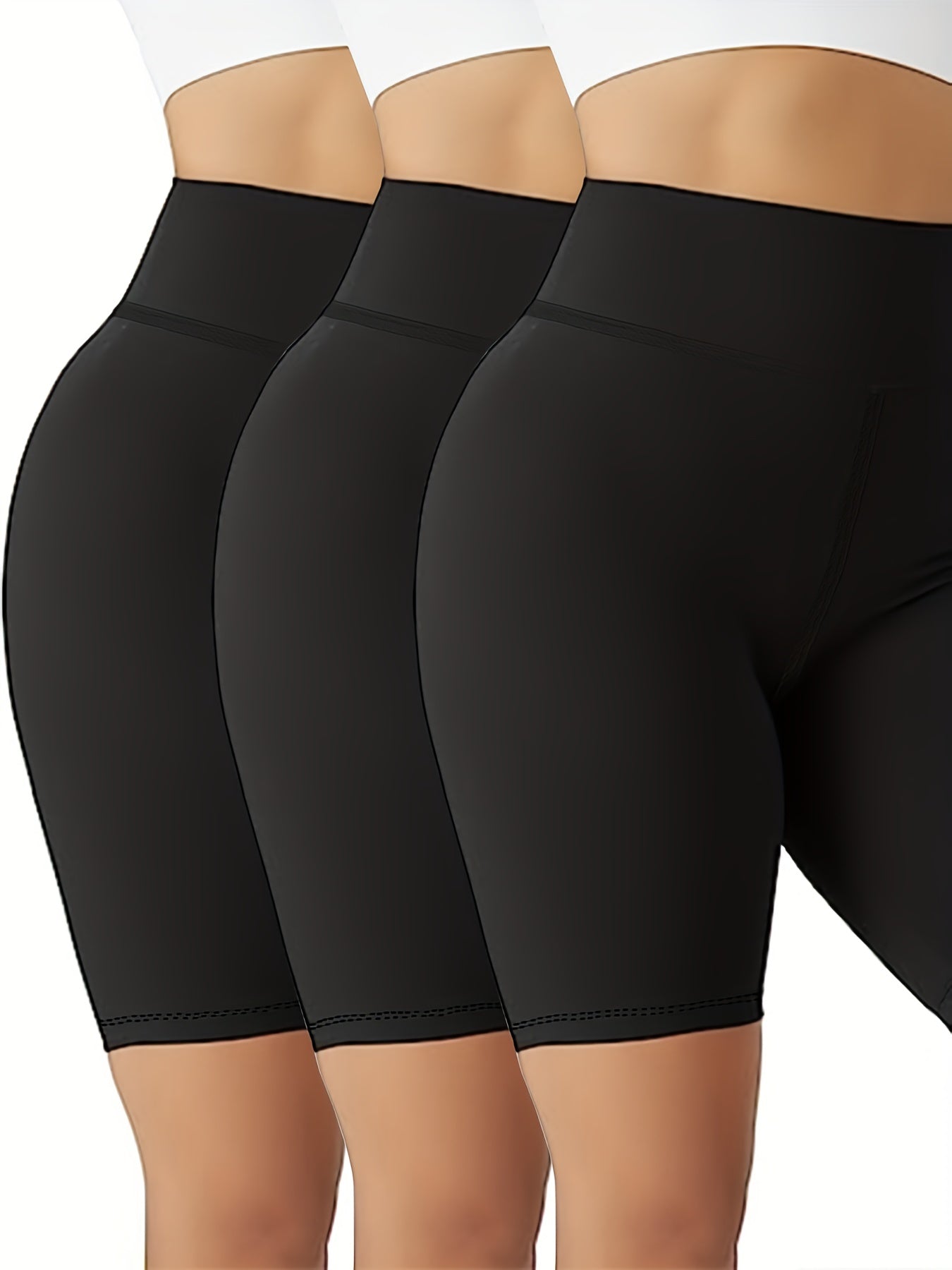 3 Pack Plus Size High Rise Biker Shorts Set